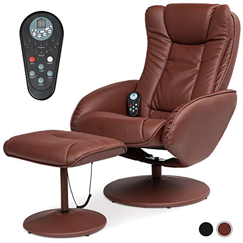 Brown Faux Leather Electric Massage Recliner with Stool O54037