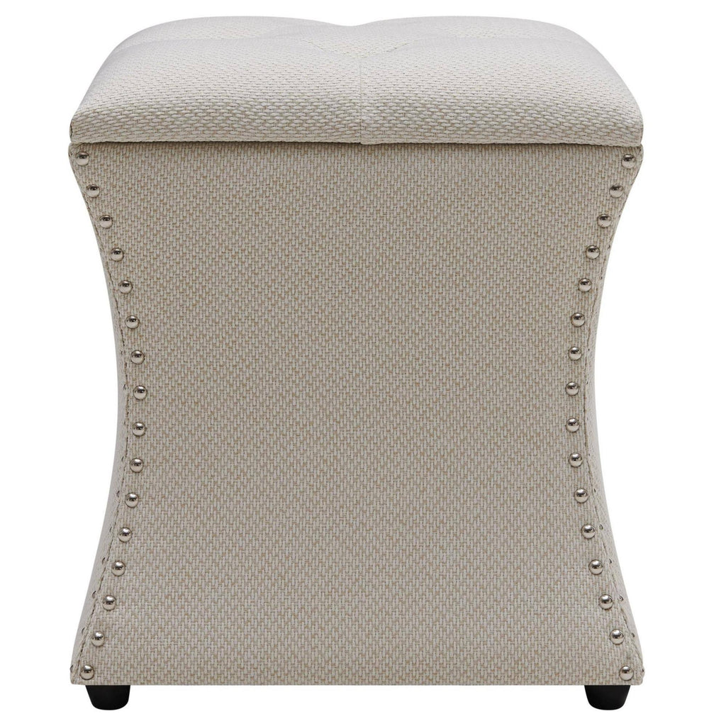 Cream Tufted Storage Ottoman V77203