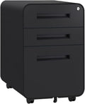 White 3 Drawer File Cabinet with Lock and Wheels U9832