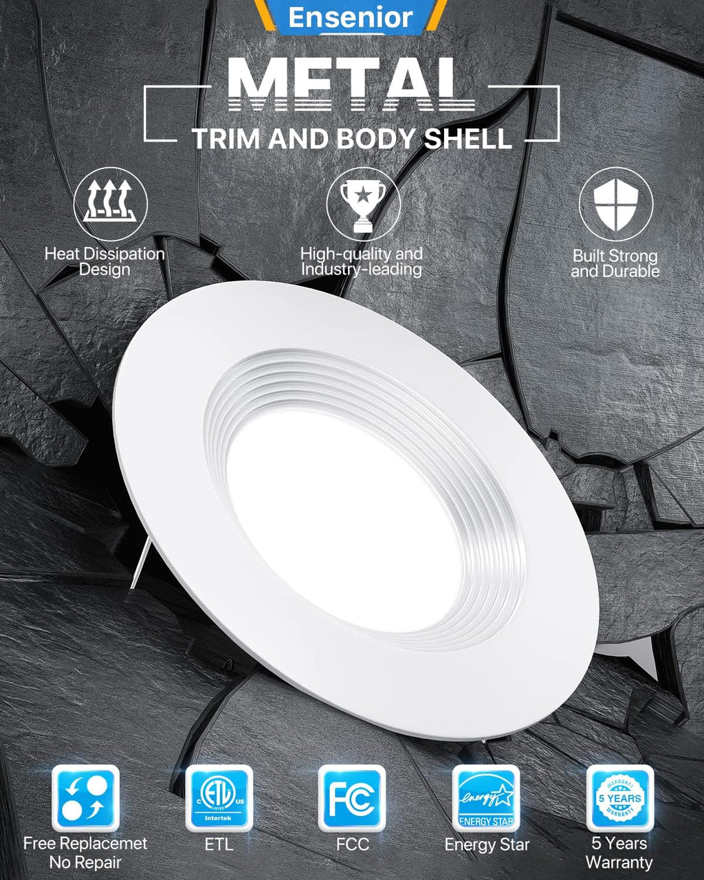 12 Pack 5/6 Inch LED Recessed Lighting, Dimmable Downlight V840