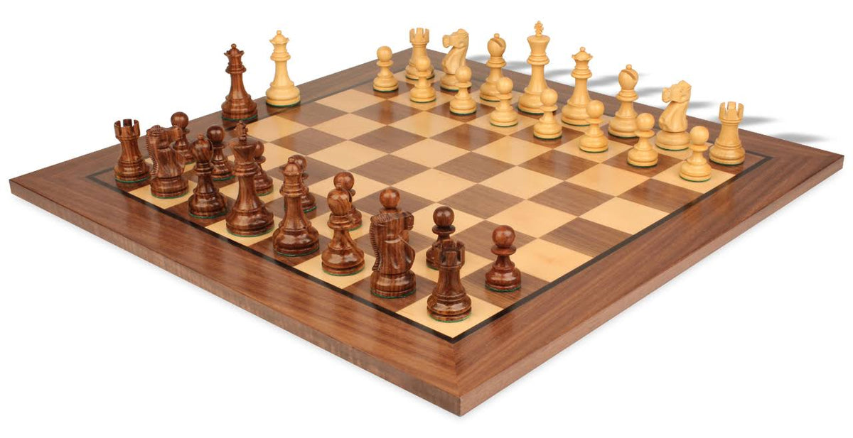 Acacia Wood & Boxwood Chess Set with Walnut Chess Board X89693