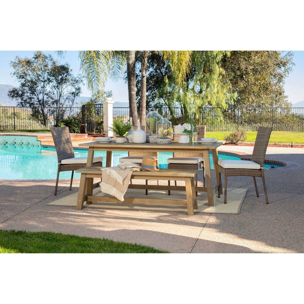 Light Brown Eucalyptus Wood Rectangular Outdoor Dining Table V1673