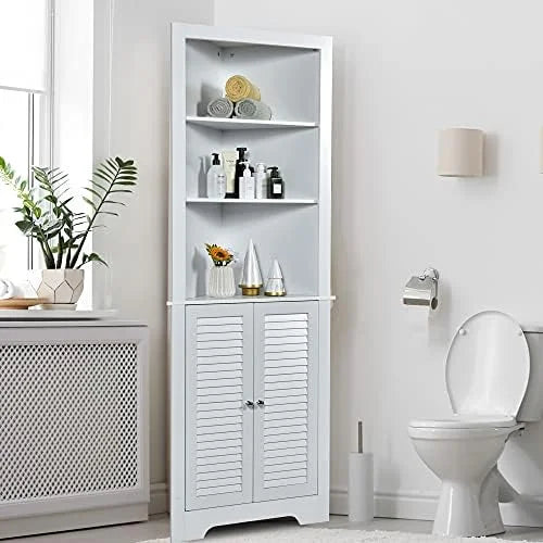 Corner Hutch Cabinet with Shutter Doors and Adjustable X392