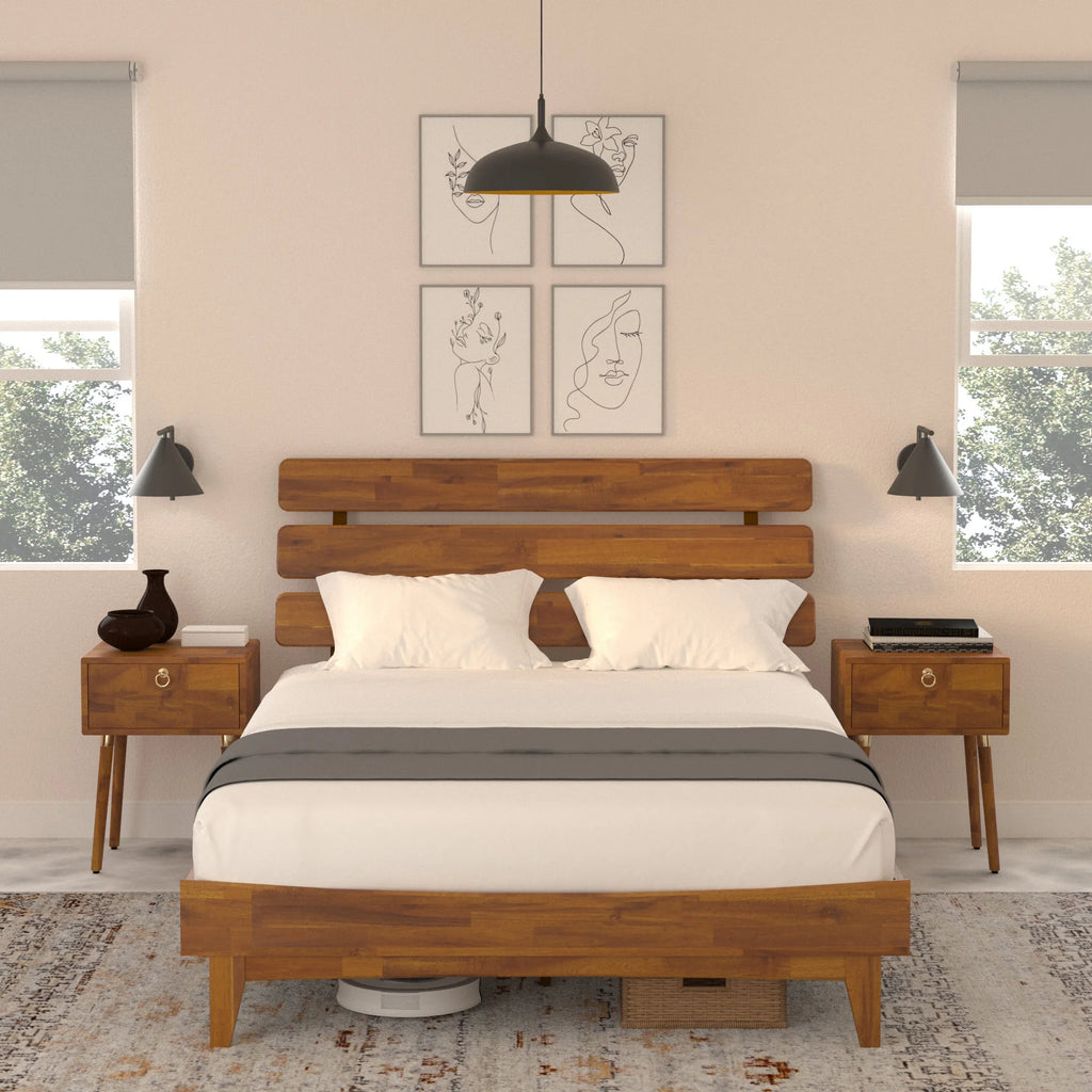 Queen Adjustable Headboard Solid Wood Bed Frame D830