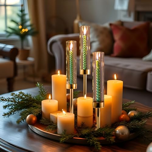 Black Set of 6 Glass Taper Candle Holders W6813