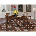 5 Pieces Real Wood Dining Table Set with 4 Faux Leather Seat Chairs T380558