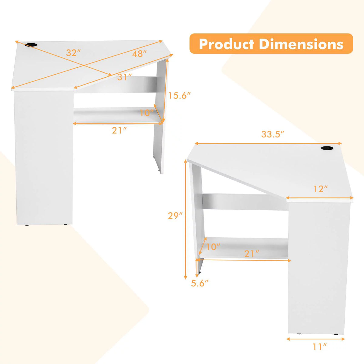 White Corner Computer Desk G273