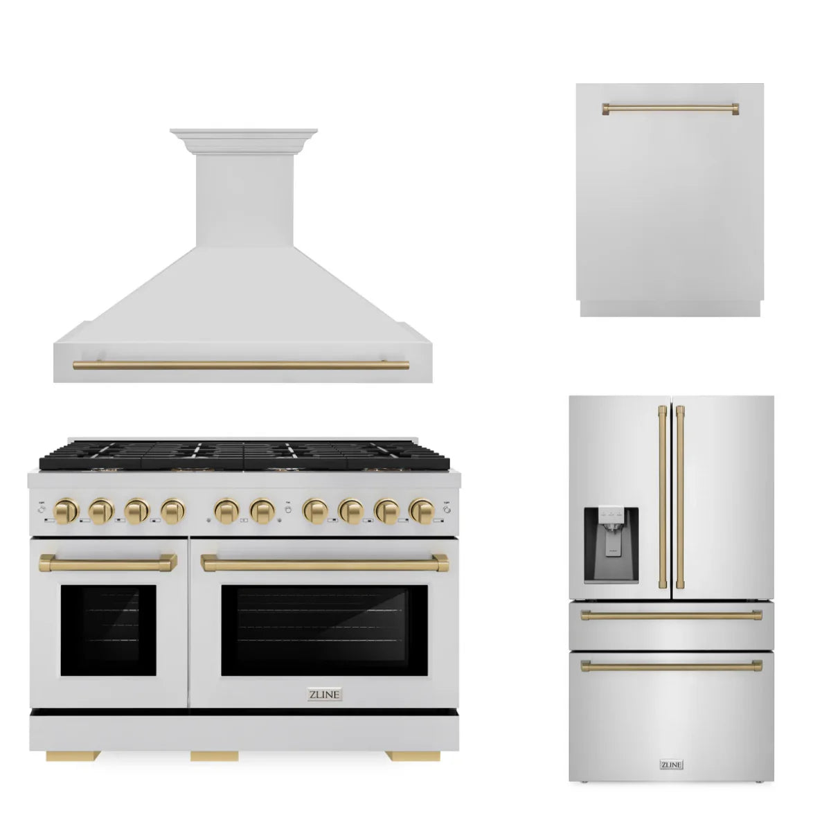 48 Gas Range, Range Hood, Dishwasher, Refrigerator with Bronze Accents G87644