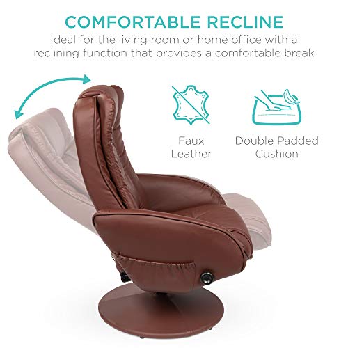 Brown Faux Leather Electric Massage Recliner with Stool O54037
