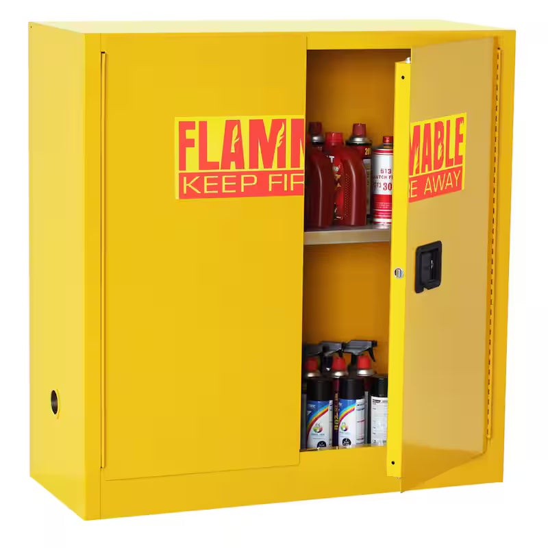 Steel Freestanding Garage Cabinet in Safety Yellow R10661