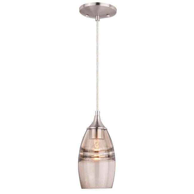 5 in. Mini Pendant Satin Nickel Amber Glass P58101