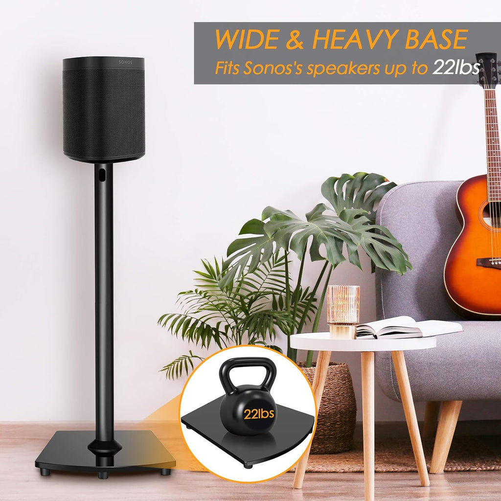 Black Heavy Duty Floor Speaker Stands Pair with Cable Management D299