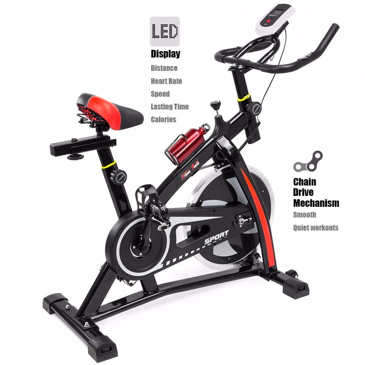 Blue Stationary Exercise Bike with Bottle Holder D87047