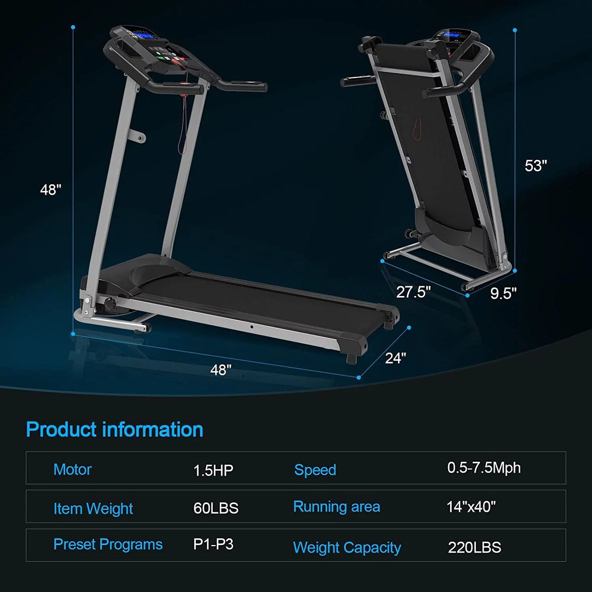 Folding Incline Treadmill with 12 Preset Programs R6545