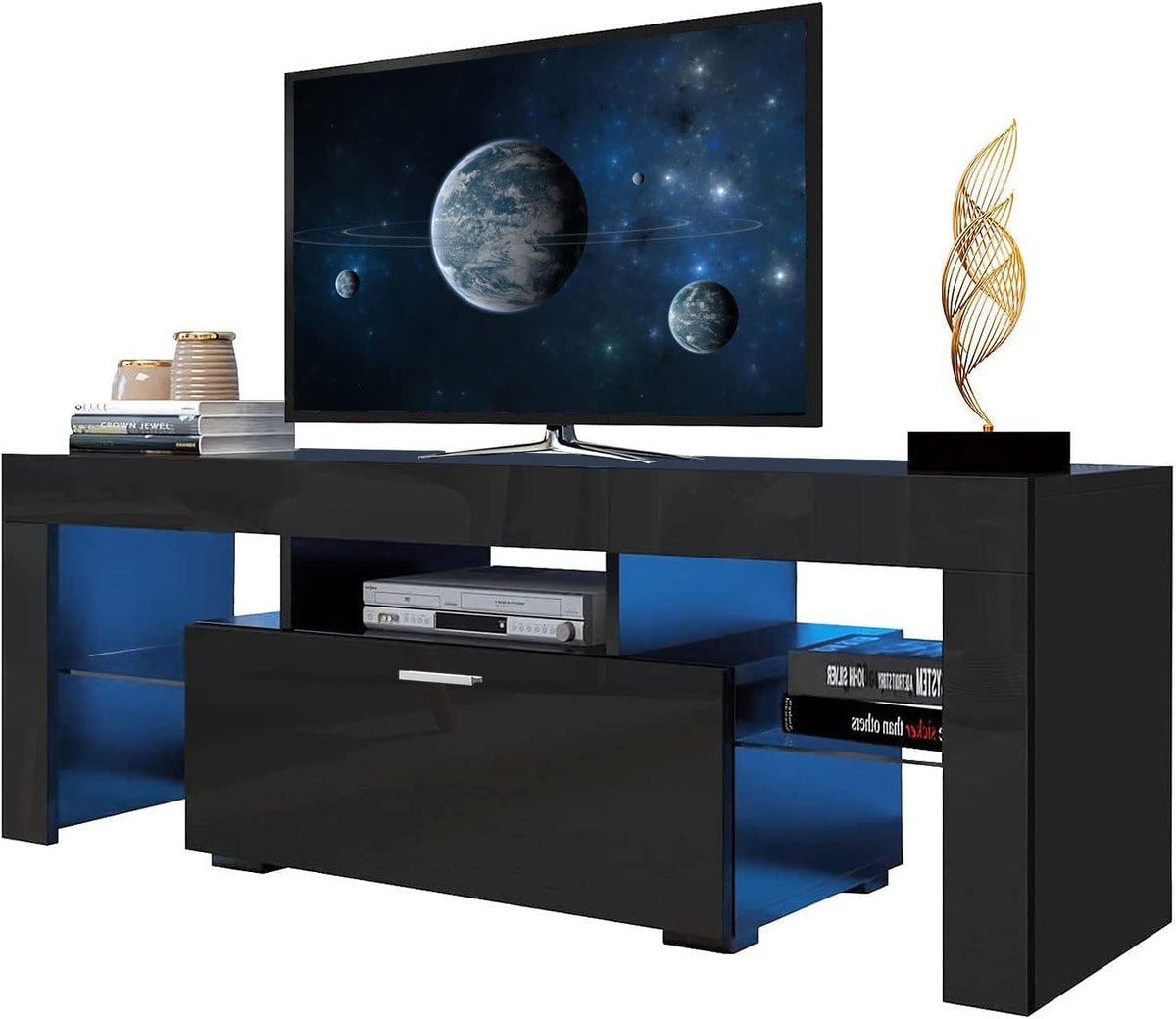 White LED TV Stand with Storage Drawer M37166