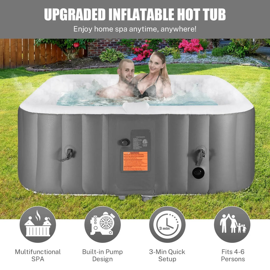 4-6 Person Inflatable Hot Tub with 130 Jets and Cover F9691