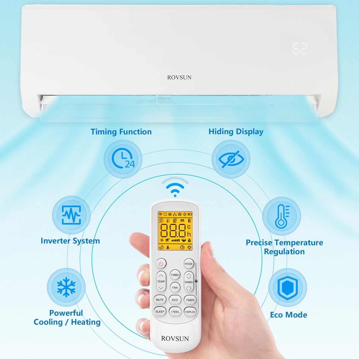 9,000 BTU Mini Split AC/Heating System with Inverter V484