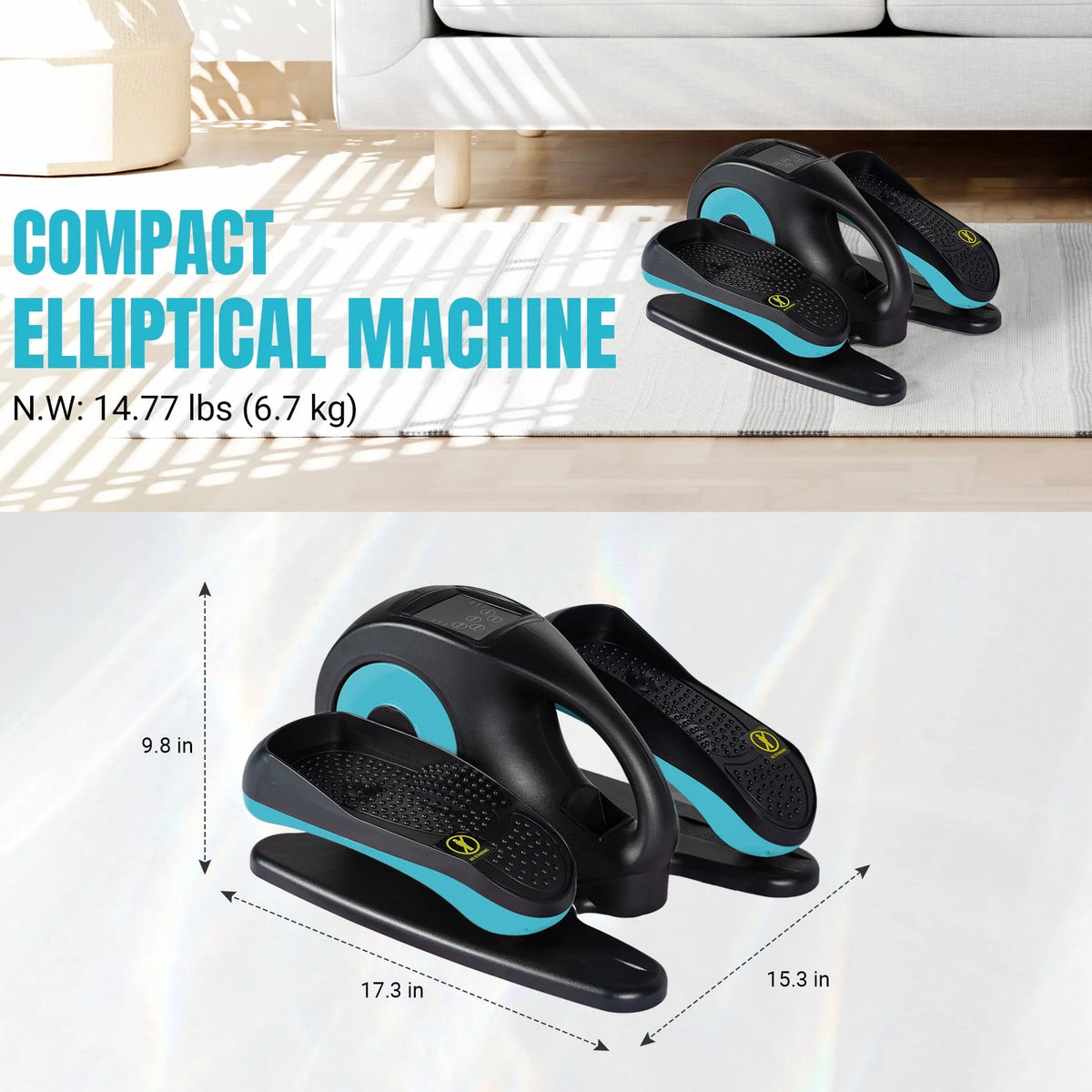 Under Desk Elliptical Machine Blue W1417