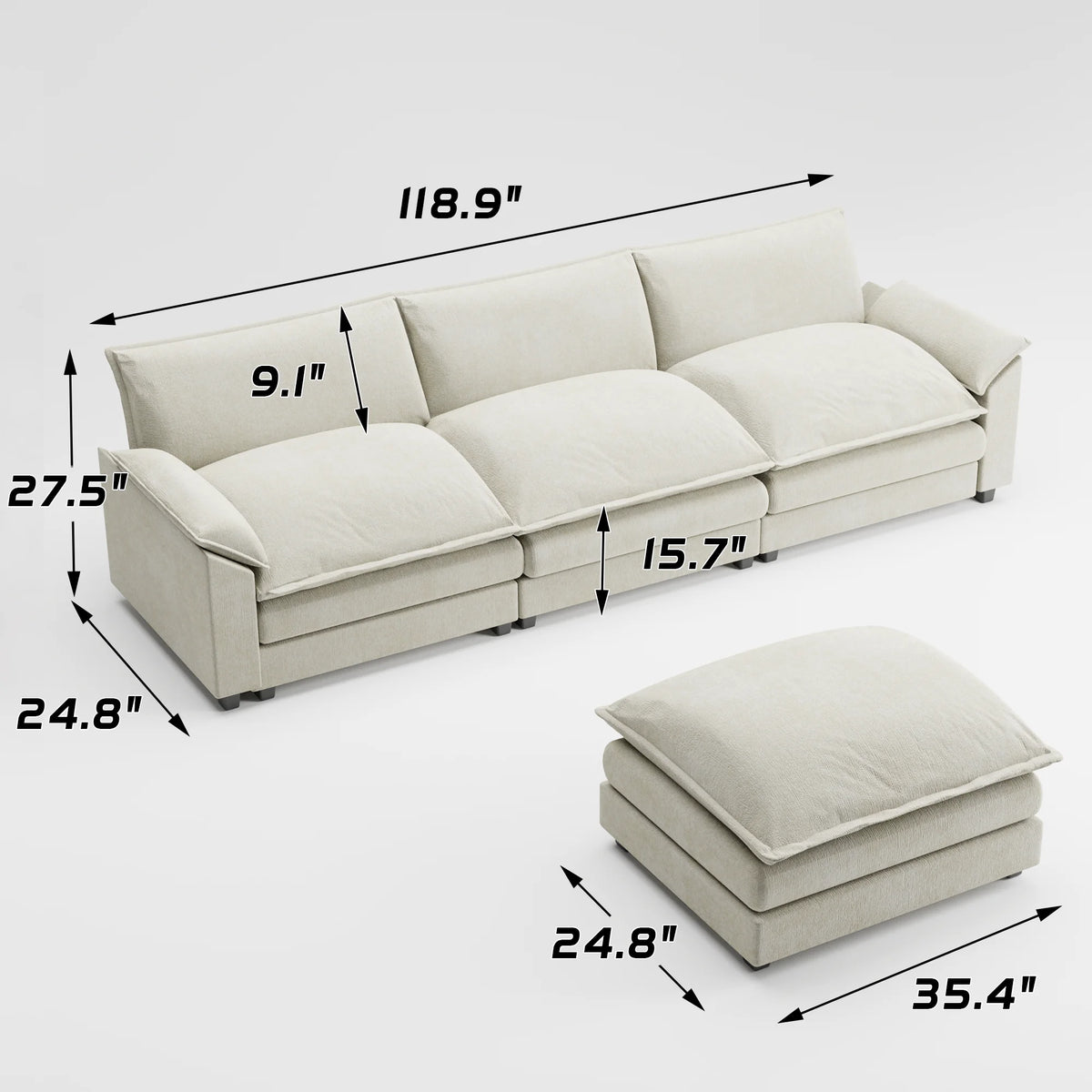 Gray L-shaped Sectional Sofa with Reversible Chair E3926