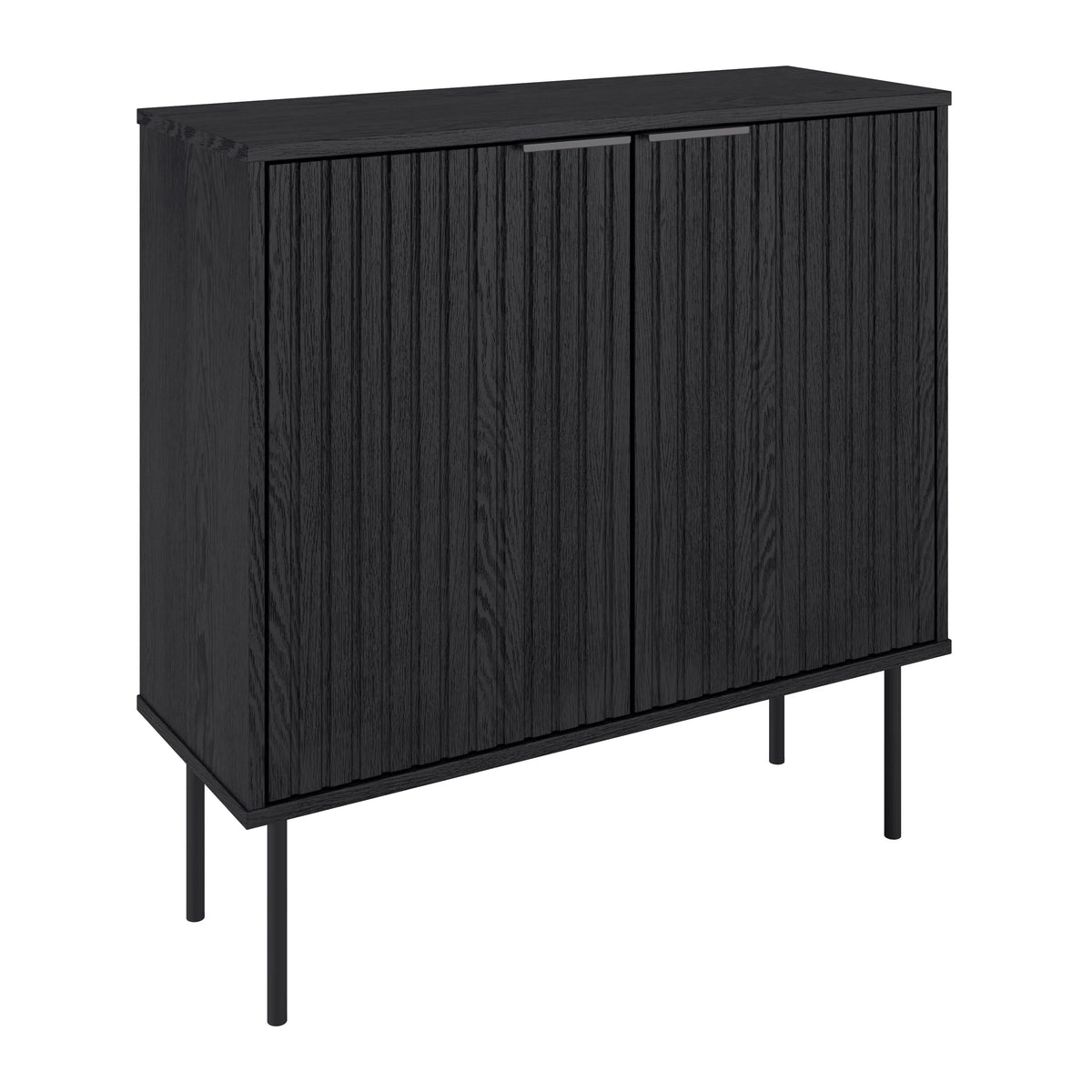 Black Fluted Engineered Wood Sideboard Buffet Z4973