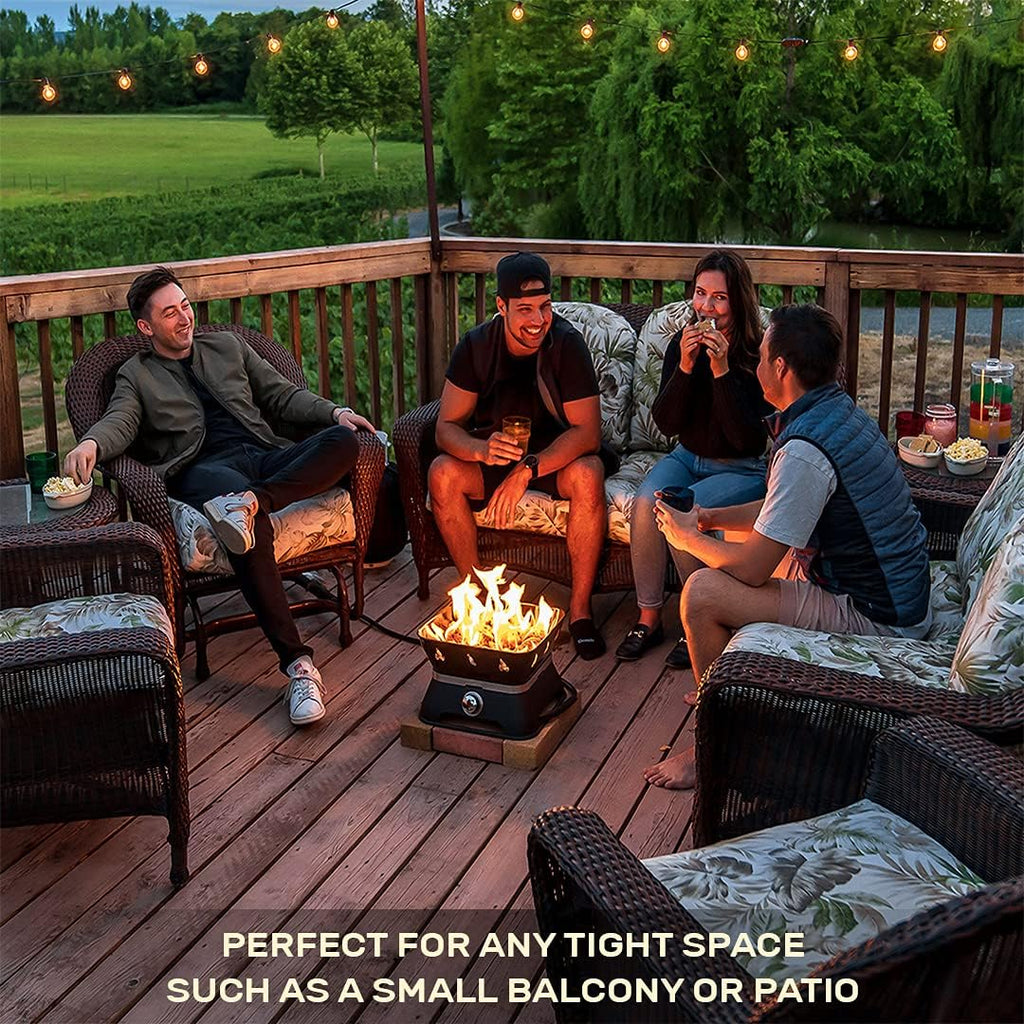 Portable 14-Inch Square Propane Gas Fire Pit with Cover and Carry Kit R19164