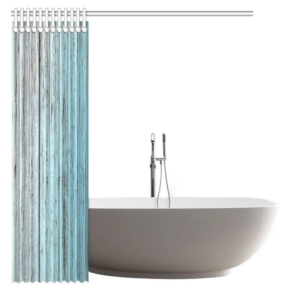 Fabric Shower Curtain Set with Hooks, 66 X 72 Inches, Teal Grey U455780