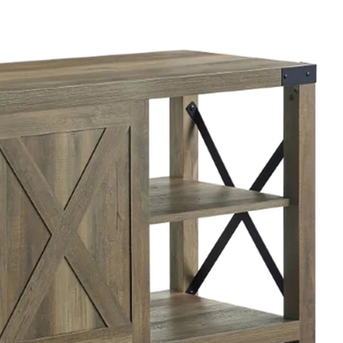 71 Inch Oak Brown TV Entertainment Center Cabinet U8414