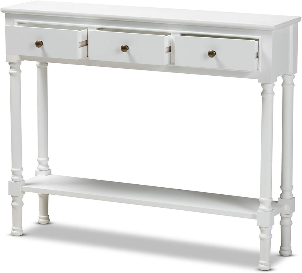 White 3-Drawer Wood Console Table M90247