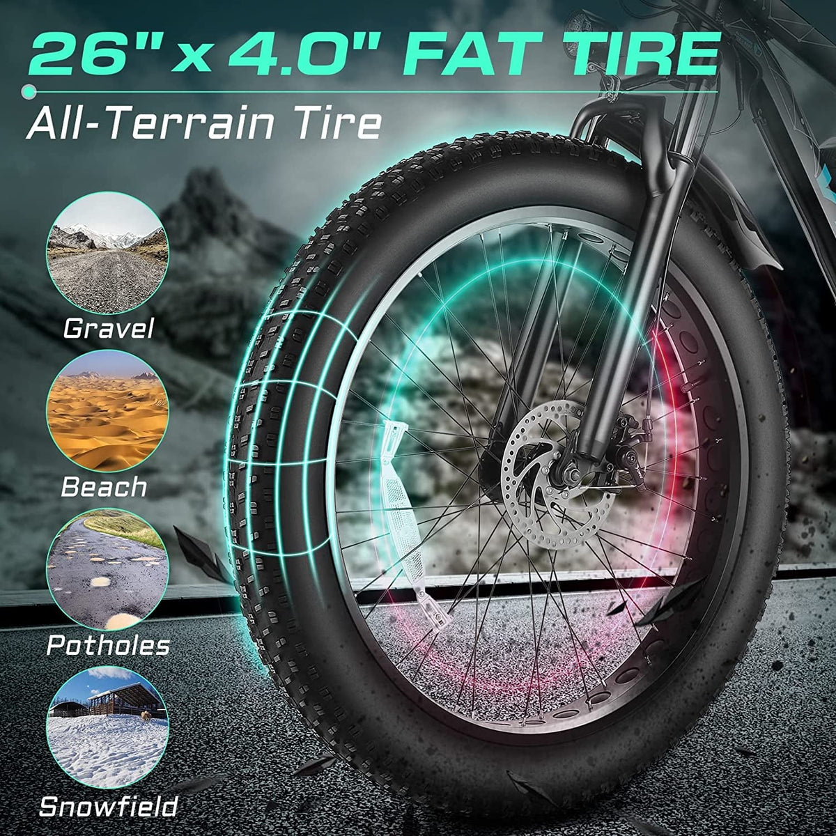 26 x 4.0 Fat Tire 500W All Terrain Electric Bike V151