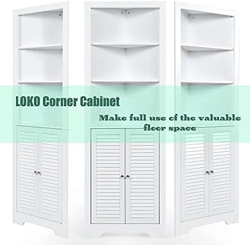 Corner Hutch Cabinet with Shutter Doors and Adjustable X392