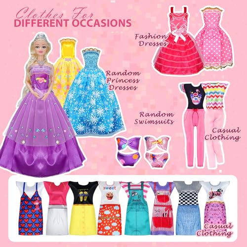 Doll Clothes and Accessories with Princess Gowns Dresses Shoes V1912