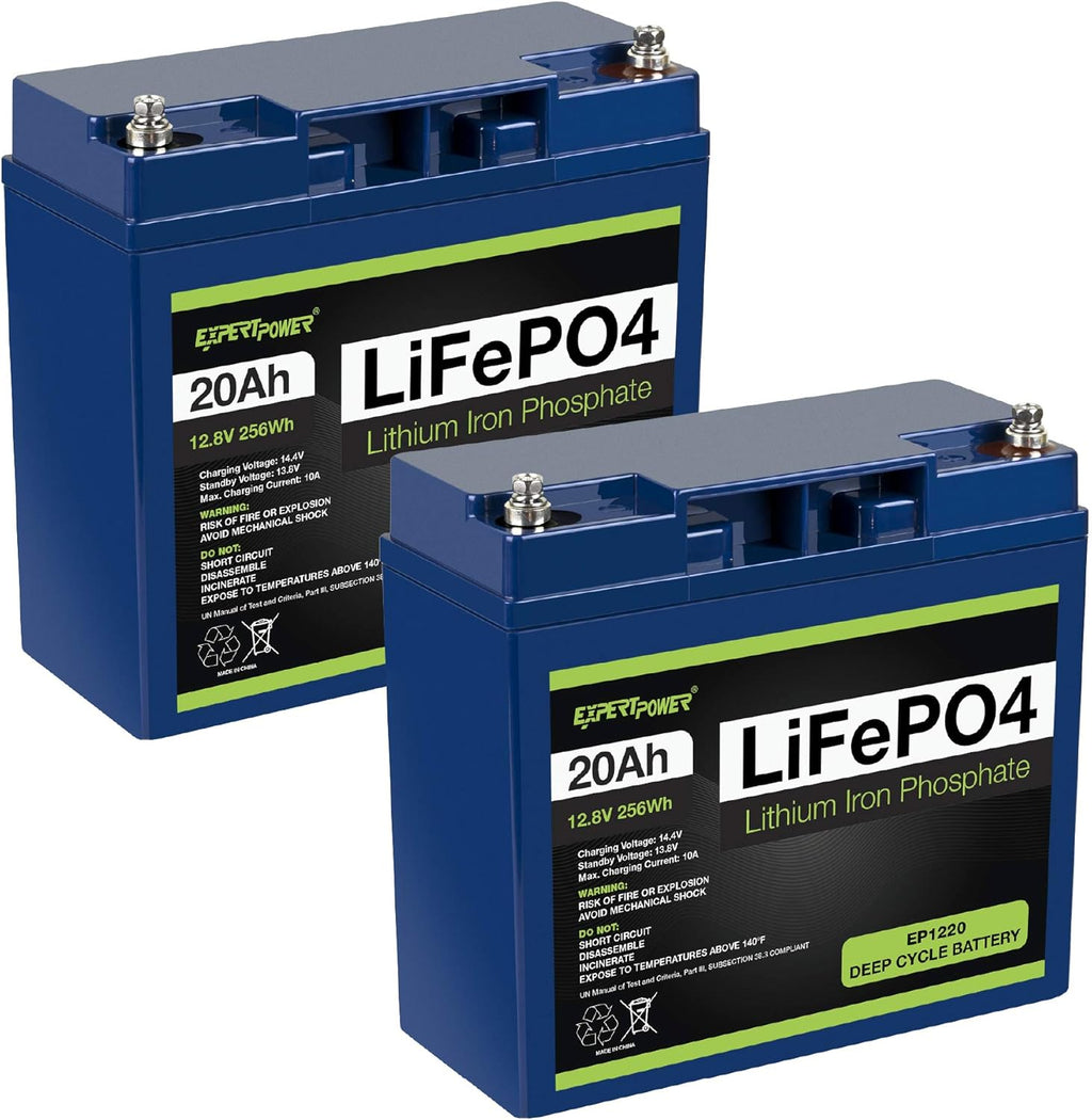 12V 20Ah Lithium LiFePO4 Deep Cycle Rechargeable Battery 2 Pack Q781