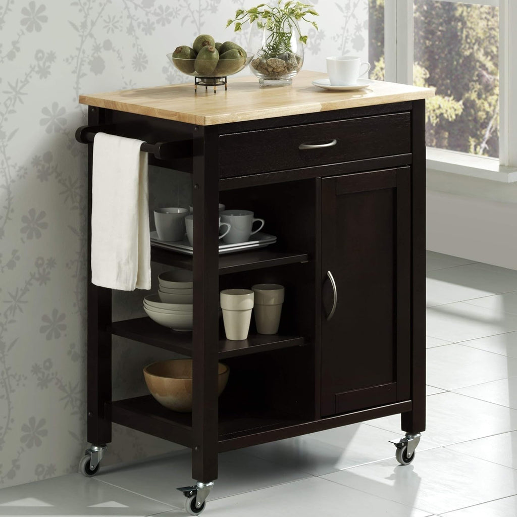 Black and Natural Kitchen Cart J175