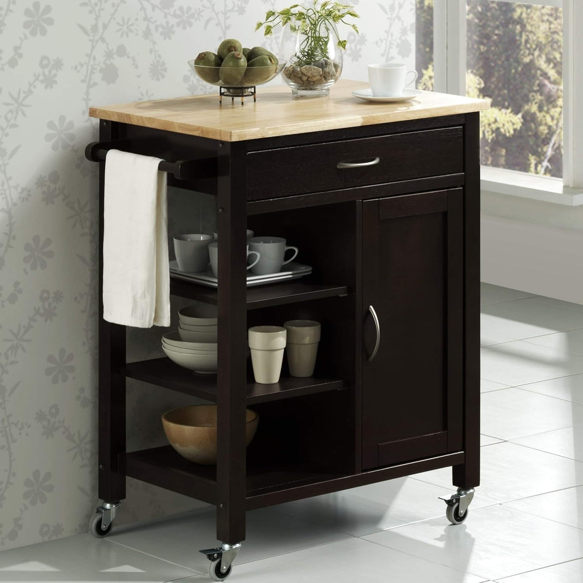 Black and Natural Kitchen Cart J175