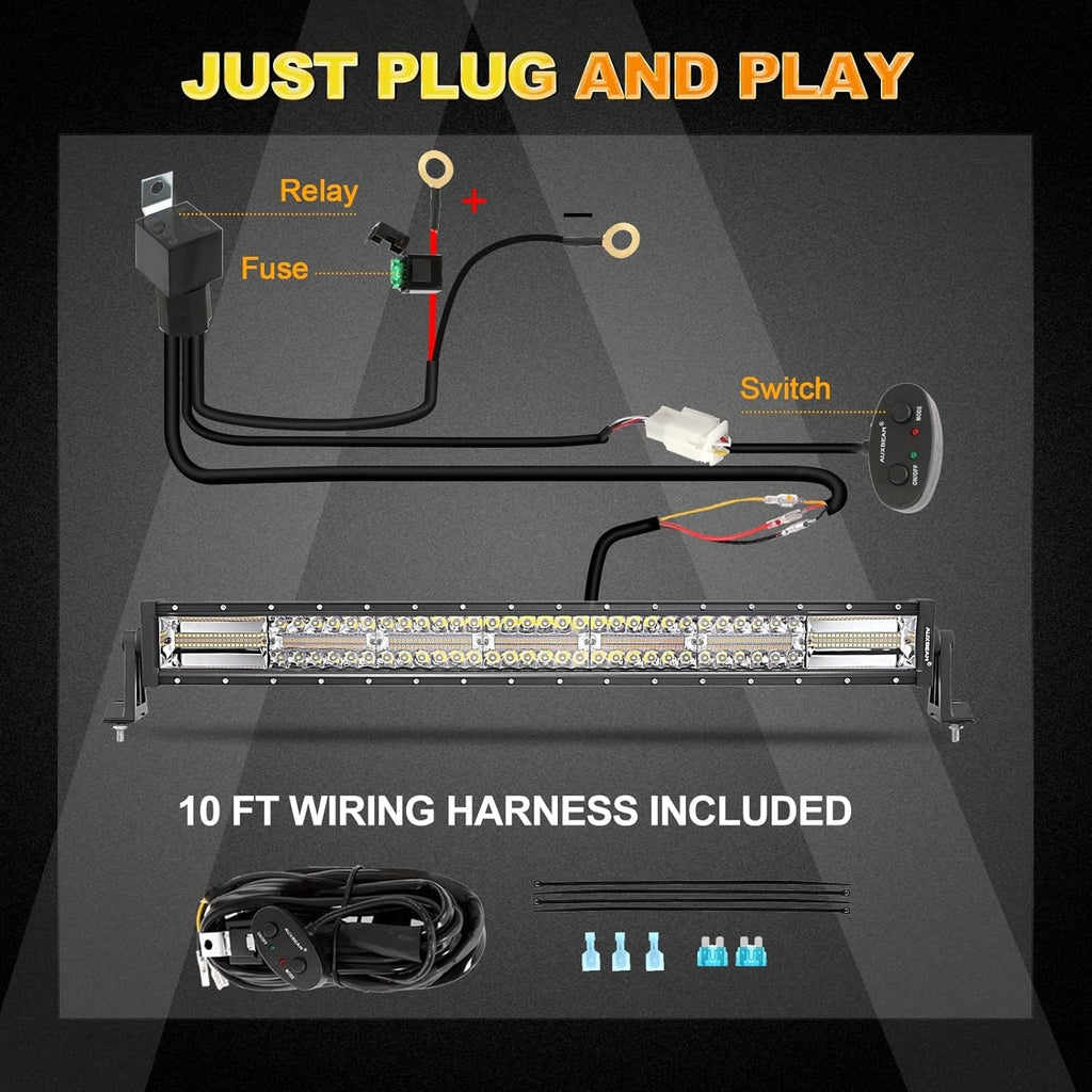 32 Inch Amber White LED Light Bar Q4528