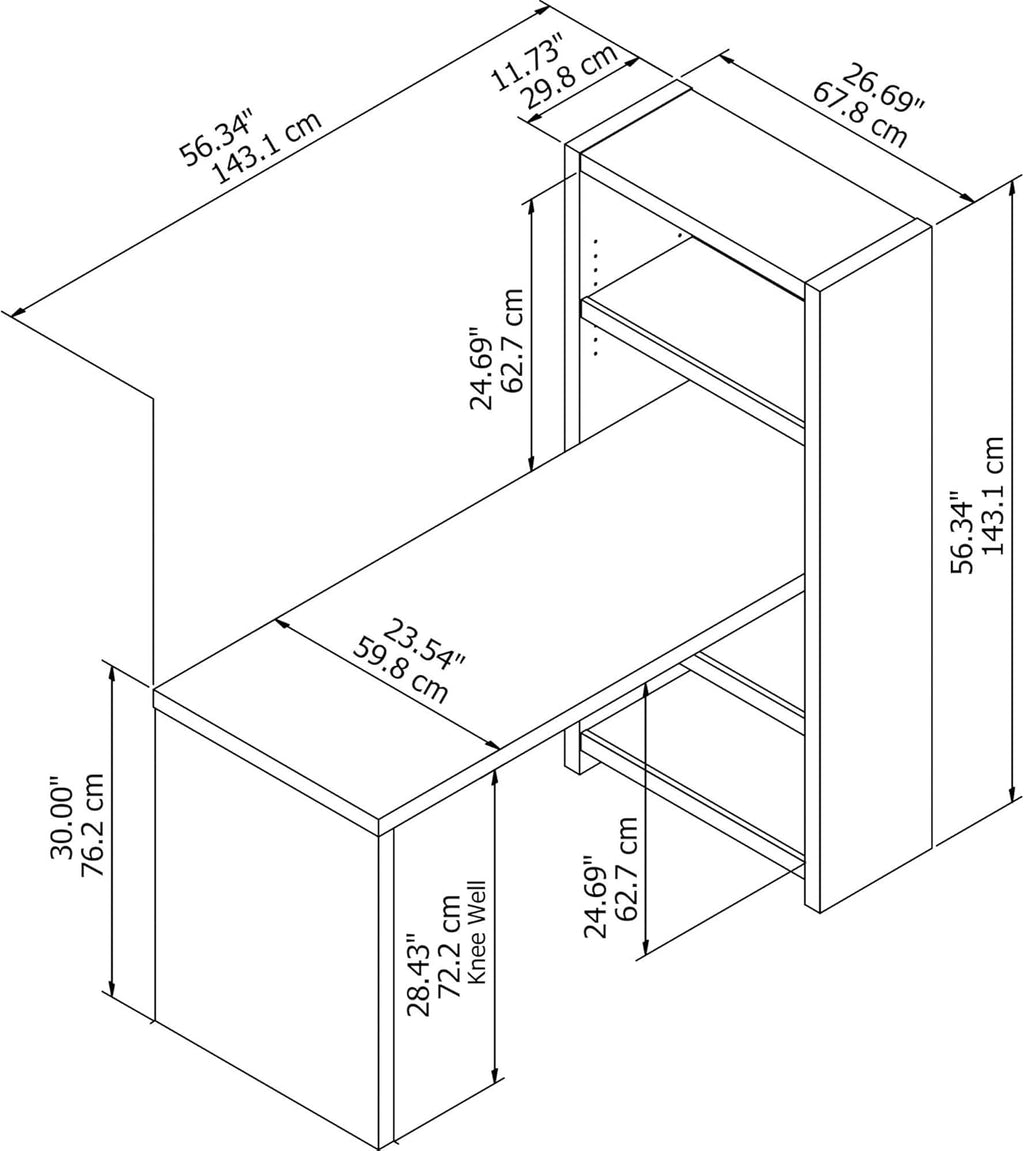 Pure White Bookcase Desk S184602
