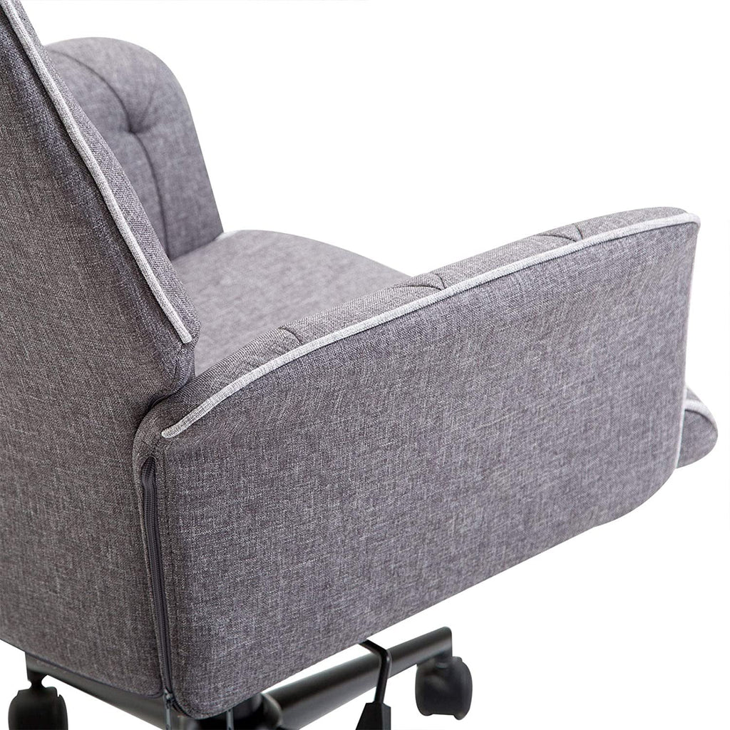 Dark Gray Tufted Linen Home Office Chair B306