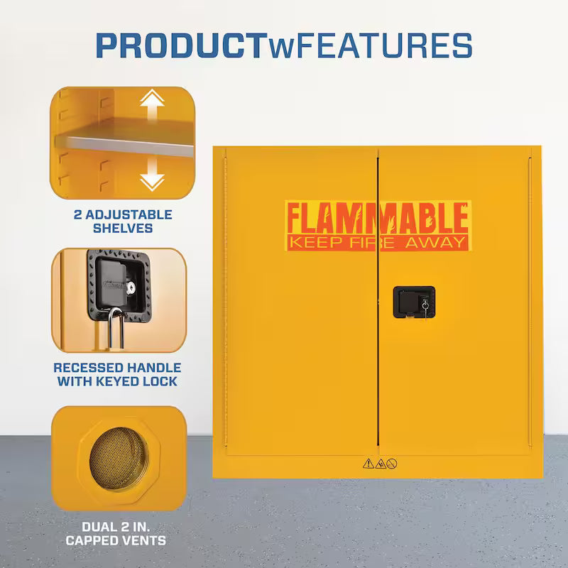 Steel Freestanding Garage Cabinet in Safety Yellow R10661