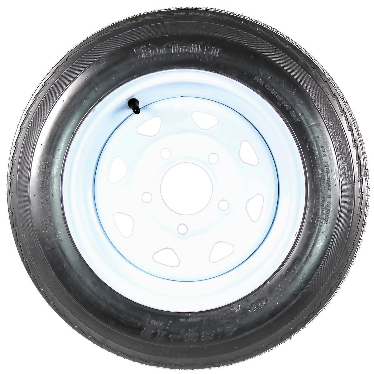 Two Trailer Tires On Rims 4.80-12 5 Lug White Spoke S2027
