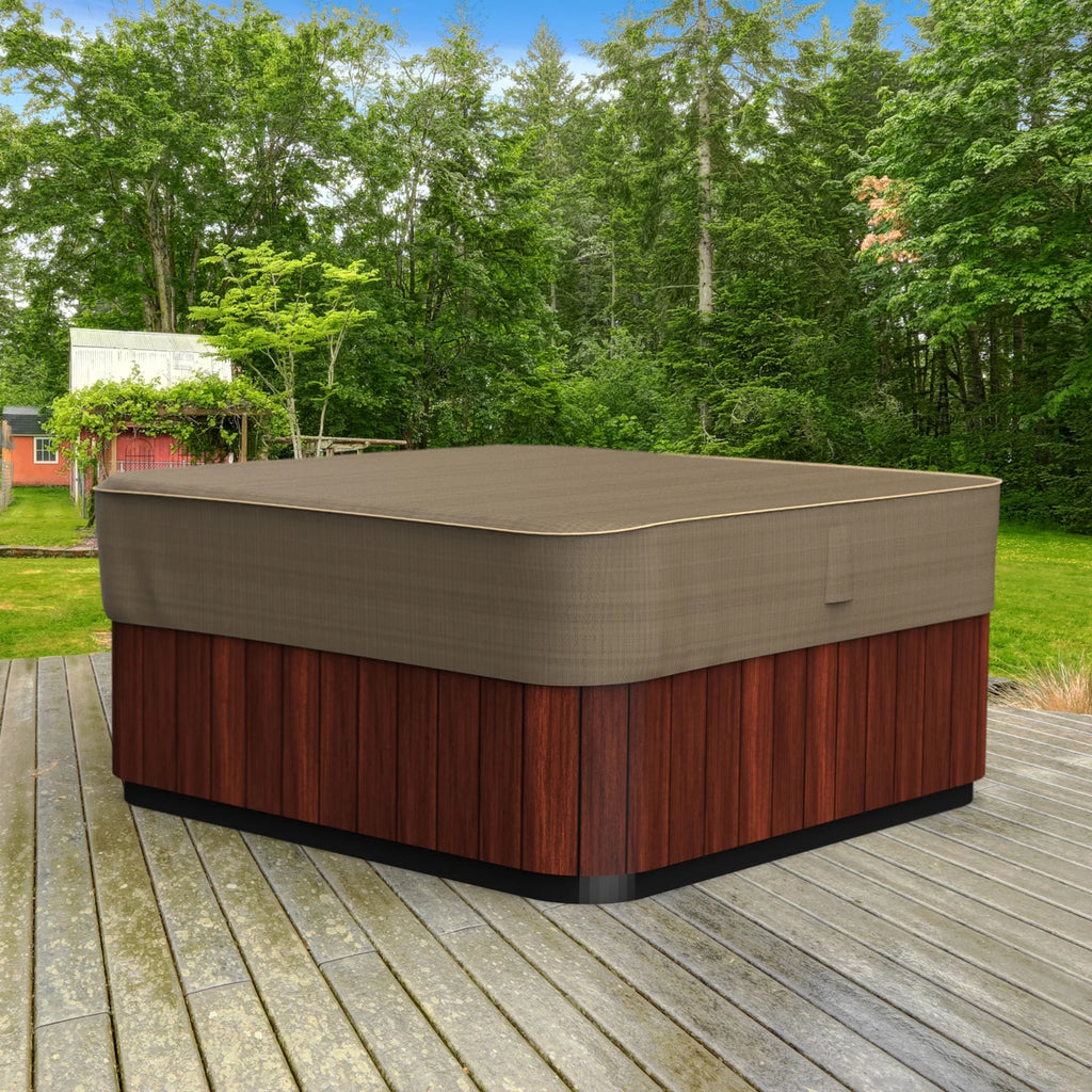 Black and Tan Square Hot Tub Cover L6471