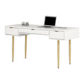 59.5"W Engineered Wood Desk in White/Gold Finish S13332