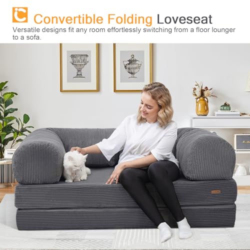 Dark Grey 4-in-1 Foldable Futon Sofa Bed D5760