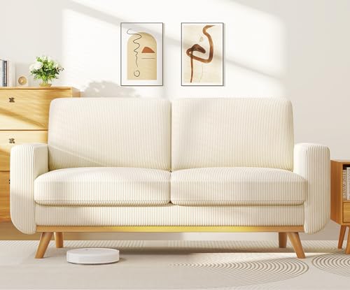Beige Corduroy Loveseat Sofa L607124