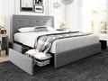 Queen Size Storage Bed Frame with 4 Drawers, Tufted Adjustable Headboard, Dark Grey E966129