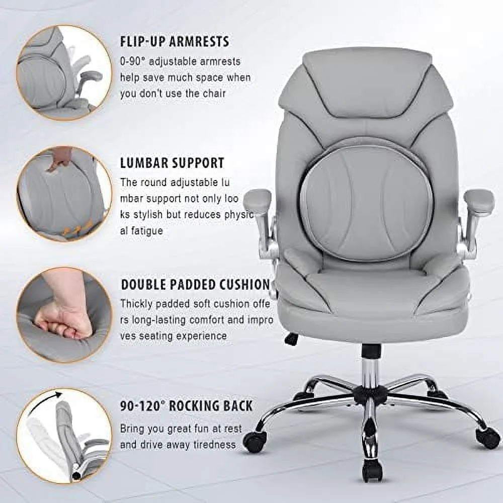 Executive Ergonomic PU Leather Office Chair with Lumbar Support A738