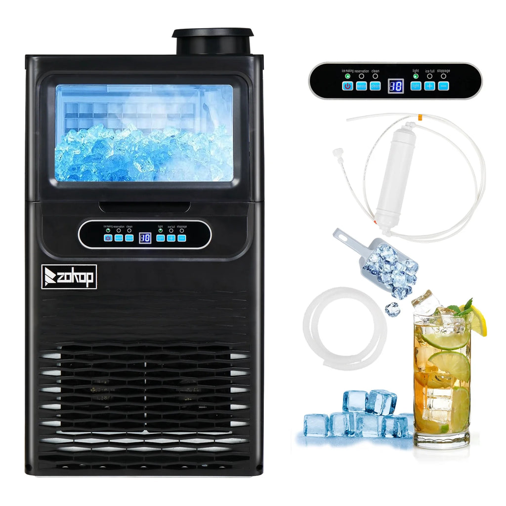 110lbs/24h Stainless Steel Freestanding Ice Maker Machine Q629496