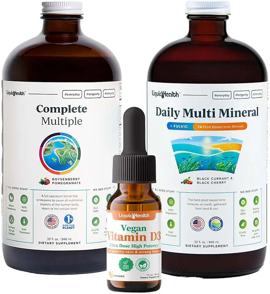 Liquid Vitamin Bundle with Multivitamin, Minerals and Vegan Vitamin D3 Drops U99682
