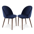 Velvet Dining Chair Set of 2 Space Blue Walnut B701839