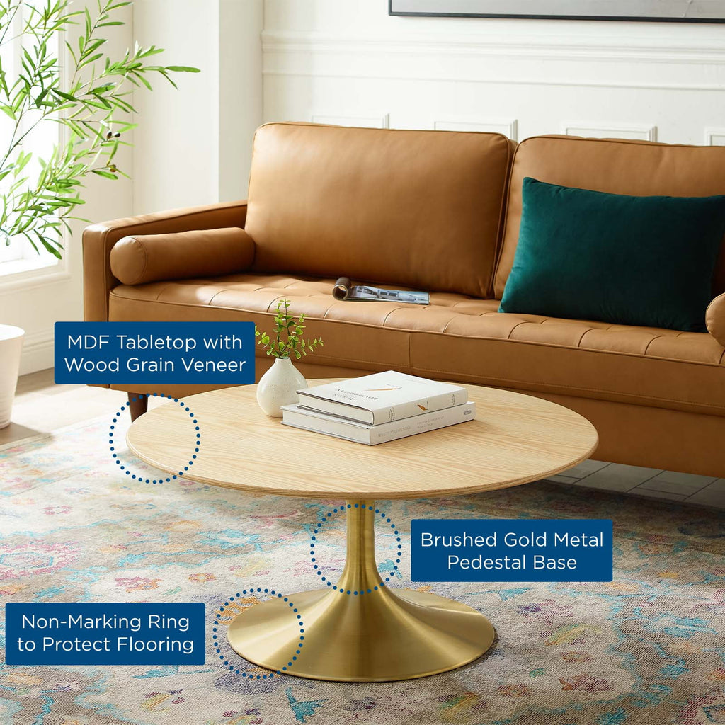 Round Wood Metal Coffee Table Y5501