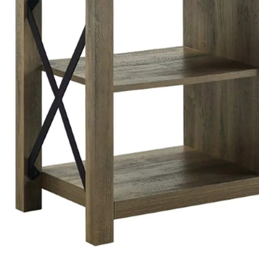 71 Inch Oak Brown TV Entertainment Center Cabinet U8414